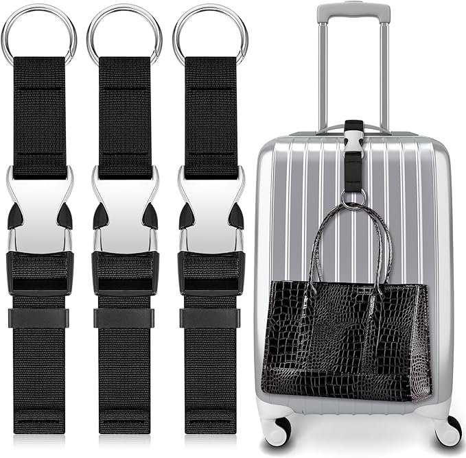 Amylove 3 Pcs Add a Bag Luggage Straps Gripper Heavy Duty Jacket Valises Strap for Travel Belt with Buckle Adjustable Baggage