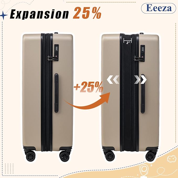 Expandable Carry on Luggage Sets,Suitcases with Detachable Wheels Hardshell 22x14x9 Airline Approved,Lightweight Luggage Set with TSA Lock,Carry on Suitcase