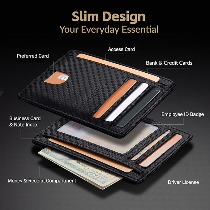 Espera Slim Minimalist Front Pocket Wallet for Men, RFID Blocking Credit Card Holder, Thin Travel ID Card Case, Gifts for Men