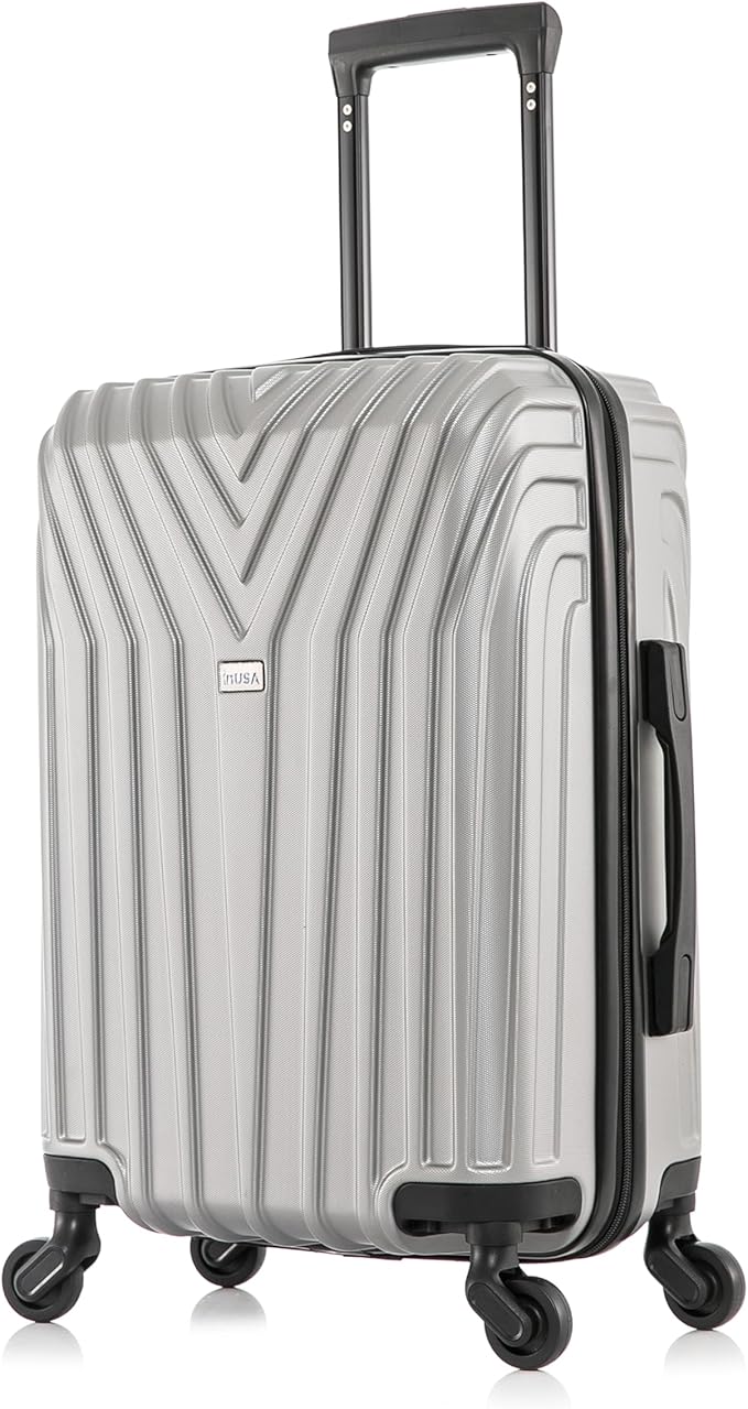 InUSA VASTY Luggage with Spinner Wheels | Durable Lightweight Hardshell Suitcase, Travel Bag with Handle and Trolley, 20-Inch Carry On Small Luggage | Grey