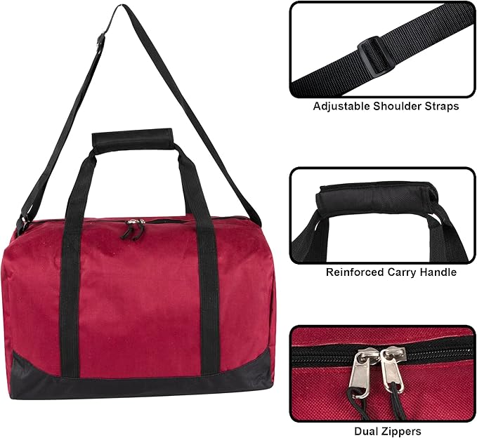 30 Liter, 17 Inch Canvas Duffle Bags for Men and Women – Travel Weekender Overnight Carry-On Shoulder Duffel Tote Bags (Red)