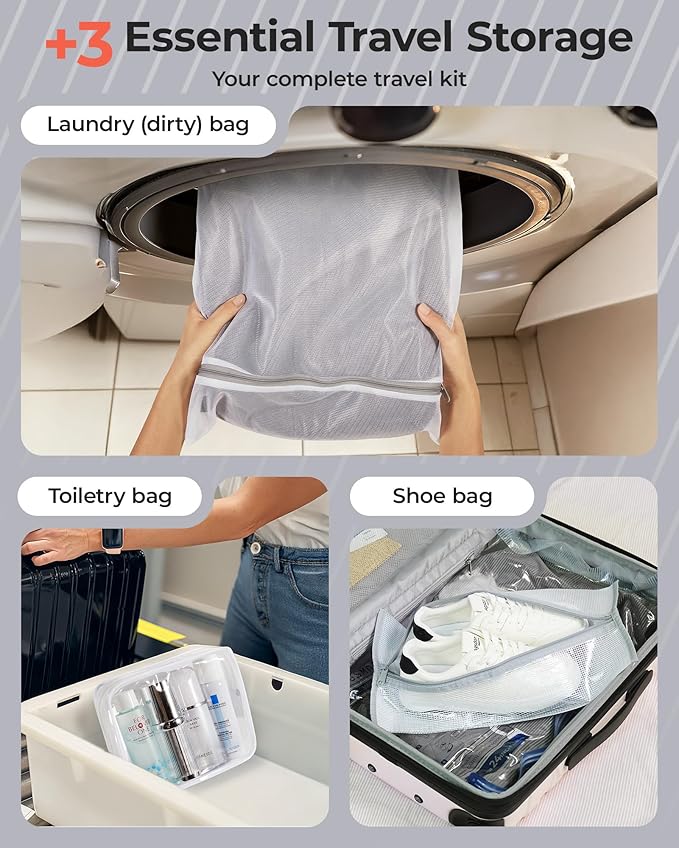BAGSMART Vacuum Bags for Travel with Rechargeable Air Pump, Portable Space Saver Bags for Travel & Home, Vacuum Compression Seal Bag for Clothing, Blanket, 15 Pack-Gray