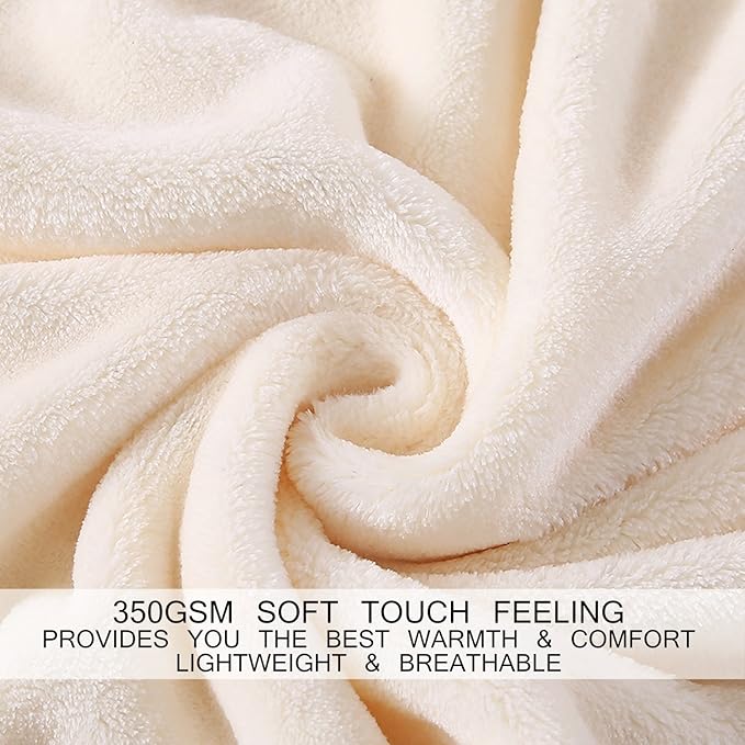 HOZY Soft Blanket Twin Size Fleece Warm Fuzzy Throw Blankets for The Bed Sofa Lightweight 350GSM Ivory 66"*90"