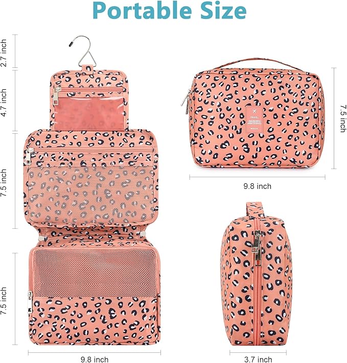 Mossio Hanging Toiletry Bag with Sturdy Hook - Large Portable Cosmetic Makeup Travel Organizer for Men & Women