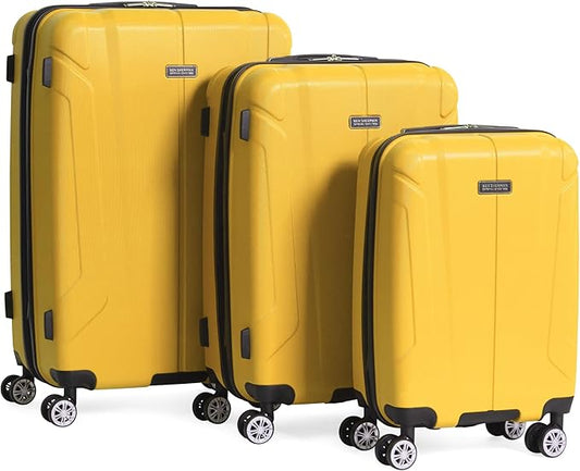 Ben Sherman Derby Spinner Travel Upright Luggage, Mustard, 3-Piece Set (20"/24"/28")