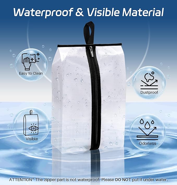 MISSLO Waterproof Shoe Bags for Travel 4 Pack XX-Large Shoe Storage Bag Clear Sneaker Pouch Portable Boots Organizer with Sturdy Zipper for Men & Women