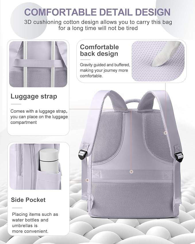 coowoz Large Travel Backpack Carry On for Women Man Gym Backpack with Laptop Compartment Mochila de Viaje Teacher Personal Item Backpacks Rucksack Airplane Accessories Must Haves Purple