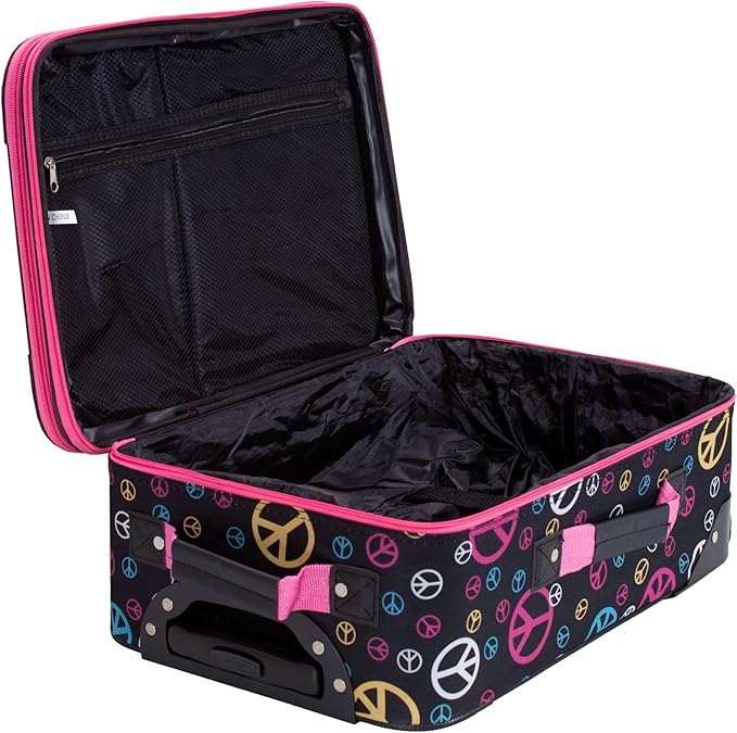 Rockland Fashion Softside Upright Luggage Set,Expandable, Wheel, Telescopic Handle, Peace, 2-Piece (14/19)