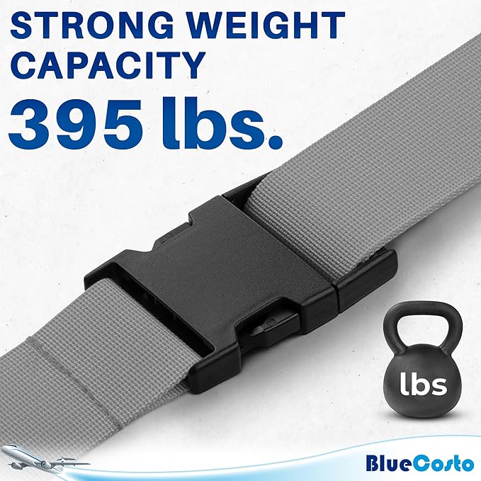Luggage Straps for Suitcases - TSA Approved - Silver, 4 PK - Premium Nylon Belts for Suitcase, Briefcase & Travel Bag - Adjustable Strap Length 46" - 78"