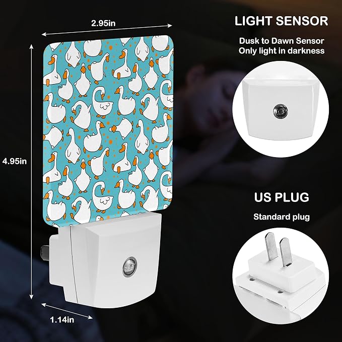 LED Night Light Lamp with Smart Sensor Dusk to Dawn Sensor,Cartoon Funny Goose Night Light Daylight White,0.5W Plug-into Wall for Adults,Bedroom,Bathroom,Hallway,Kitchen