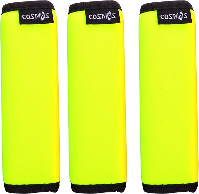 Cosmos 3 Pcs Comfort Neoprene Handle Wraps/Grip/Identifier for Travel Bag Luggage Suitcase (Fluorescent Yellow)