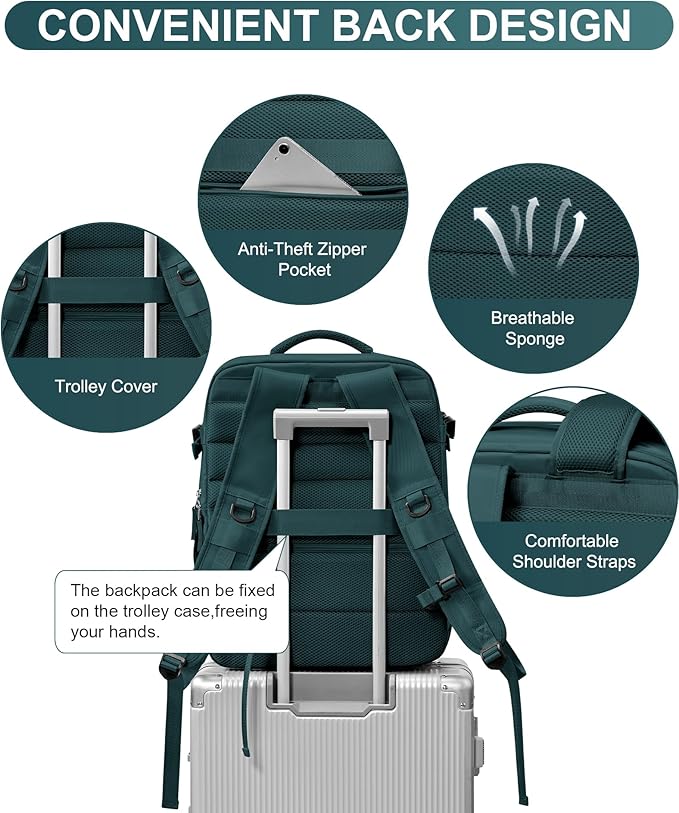 WONHOX Large Travel Backpack Carry on Flight Approved Laptop Work Business Backpack for Women Men Mochila de Viaje