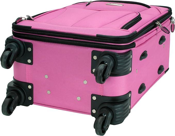 Rockland Pasadena Softside Spinner Wheel Luggage, Pink, Carry-On 20-Inch