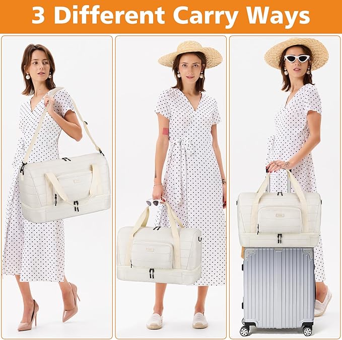 Travel Weekender Bag for Women, 21" Overnight Bag with Shoe Compartment 50L Large Travel Duffel Bag Carry On Tote for Weekend, Overnight, Business Trips, Water Resistant