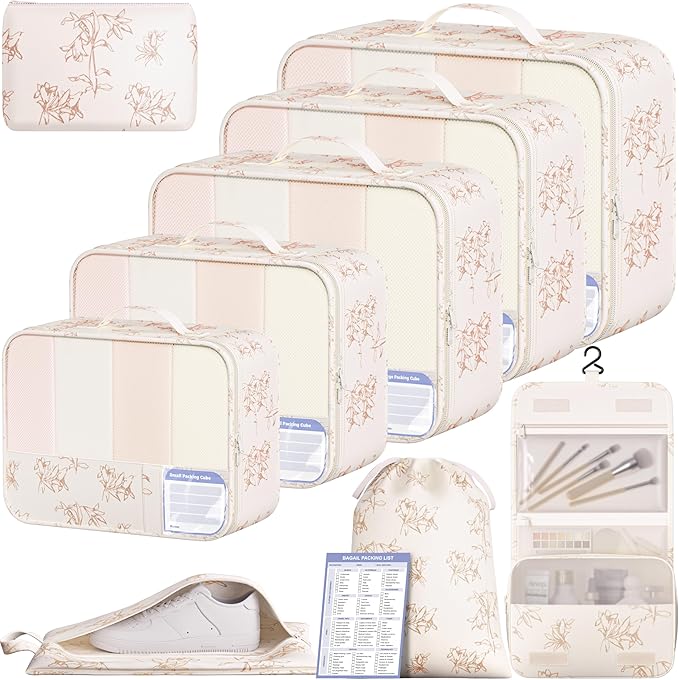 BAGAIL 9 Set Packing Cubes with Packing List Luggage Packing Organizers for Travel Accessories