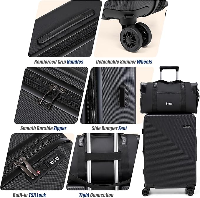 Expandable Luggage Sets 5 Piece,Suitcases with Detachable Wheels,ABS Hard Case Luggage with TSA Lock Spinner Wheels,Carry On Luggage Set
