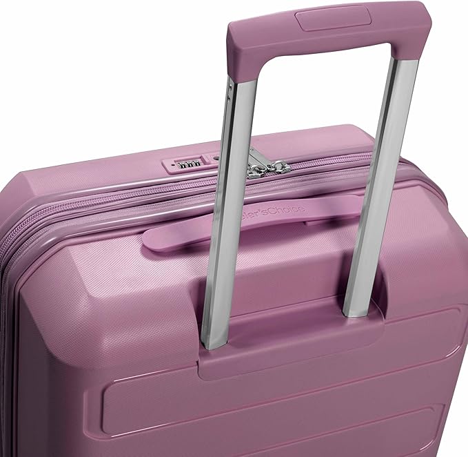 Traveler's Choice Pagosa Hardshell Expandable Luggage with Spinner Wheels, Mauve, 22-Inch Carry-on