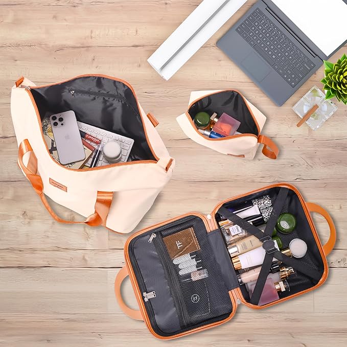 Hoteel Luggage Sets 6 Piece ABS+PC Hardside, 4-Year Warranty, Luggage Set with Spinner Wheels, TSA Lock, Lightweight Carry on Luggage, 13"/20"/24"/28" Suitcase with Duffel & Organizer, Beige