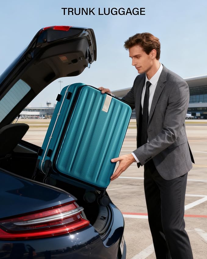 Hanke 20 Inch Carry On Luggage Hard Shell Top Opening Aluminum Frame Hardside Suitcase with Spinner Wheels, Durable Rolling Luggage for Men & Women Travel, Christmas & Birthday Gifts, Caribbean Blue
