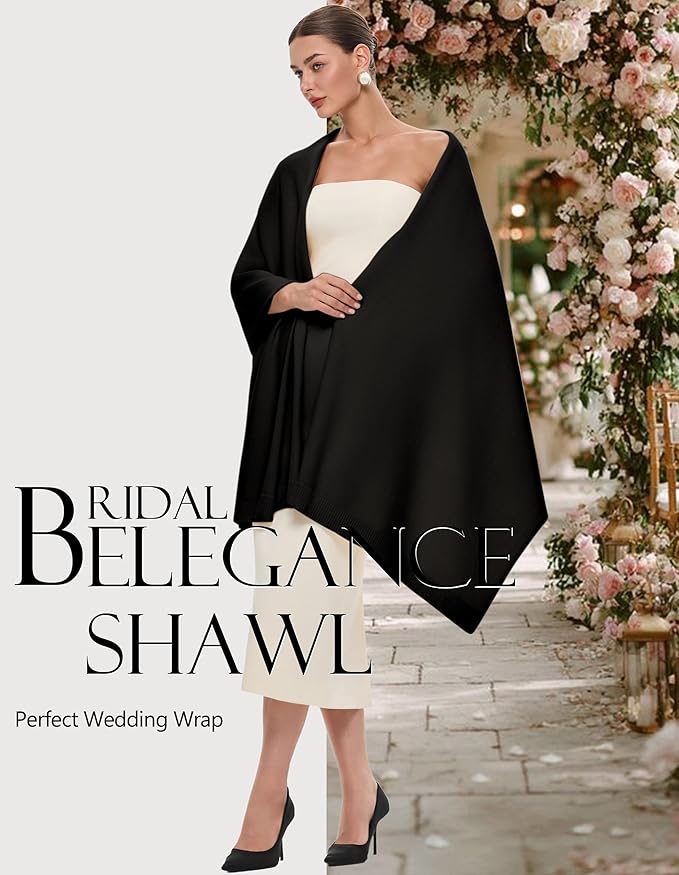 PULI Women's Pashmina Shawl Wraps for Evening Dress Large Scarf Blanket Long Wedding Bridal Winter Warm Shoulder Wrap