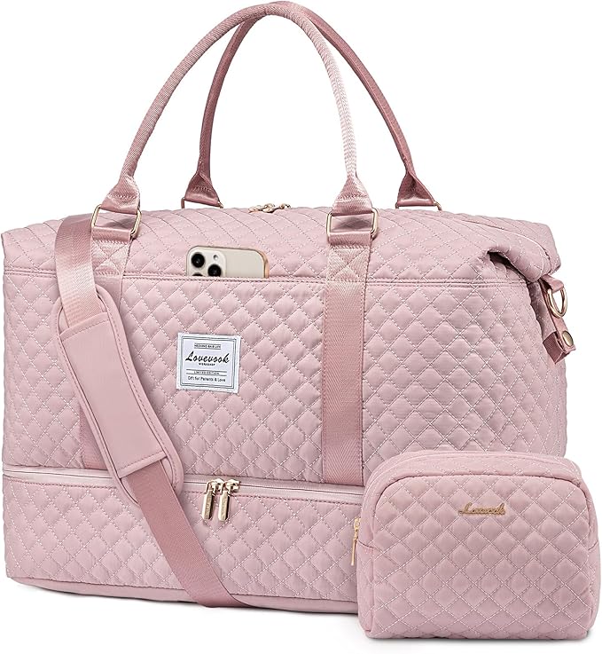LOVEVOOK Travel Duffle Bag,Weekender Bags for Women with Shoe Compartment，Carry on Overnight Bag with Toiletry Bag,Gym Duffel Bag with Wet Pocket, Hospital Bags for Labor and Delivery