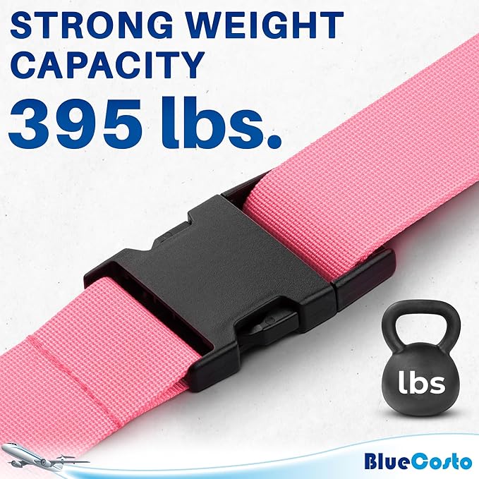 Luggage Straps for Suitcases - TSA Approved - Pink, 20 PK - Bulk Multipack Premium Nylon Belts for Suitcase, Briefcase & Travel Bag - Adjustable Strap Length 46" - 78"