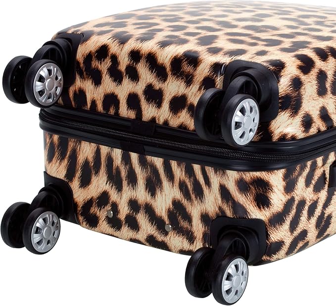 Rockland Safari Hardside Spinner Wheel Luggage, Leopard, 3 Piece (20"/24"/28")