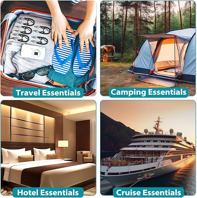 30 Pcs Travel Hangers Portable Foldable Travel Hanger Organizer, Plastic Cruise Essentials Clothes Drying Rack Folding Hangers for Camping Flying RV Europe Vacation Essentials Suitcase, Pitch Black
