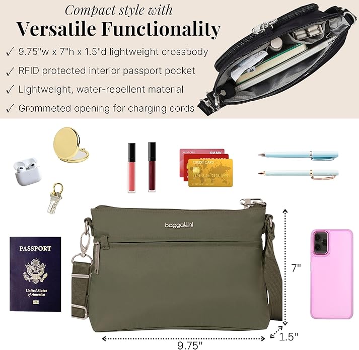 Baggallini womens Securtex Anti-theft Memento Crossbody Bag
