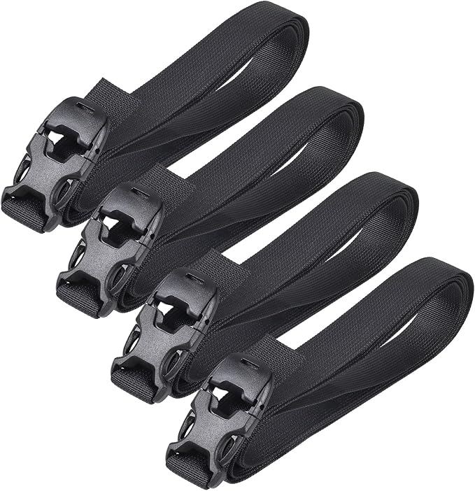 Vigorport Utility Straps Quick Release Nylon Backpack Accessory Bag Strap,Adjustable for Hiking,Travel,Outdoor Sports-4 Pack (Black, 1" W-96 L)