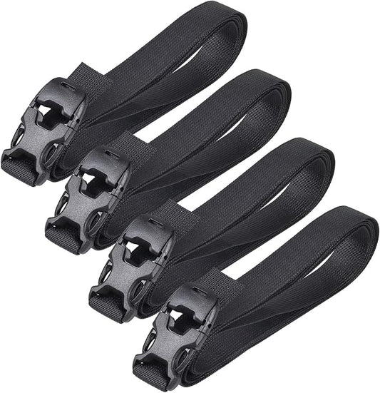 Vigorport Utility Straps Quick Release Nylon Backpack Accessory Bag Strap,Adjustable for Hiking,Travel,Outdoor Sports-4 Pack (Black, 1" W-96 L)
