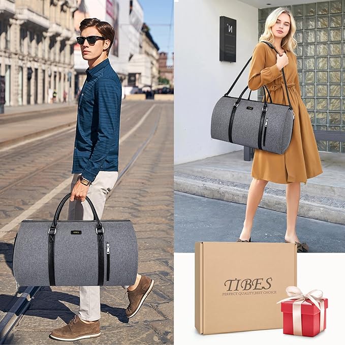 Convertible 2-in-1 Garment Bags for Travel, 50L Carry On Garment Duffle Bag With Shoe Compartment Large Weekender Bag for Women Men Hanging Suitcase Suit Travel Duffel Overnight Bags
