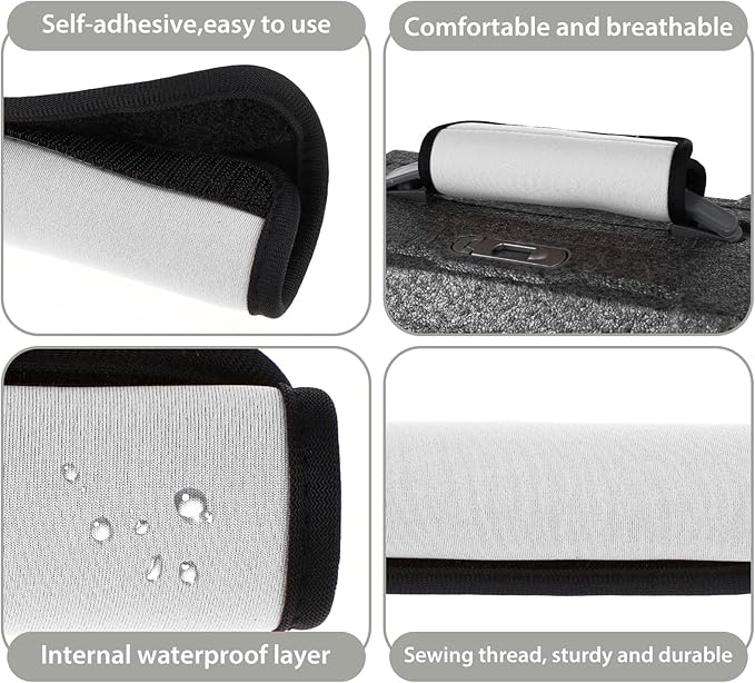 2 Pack Luggage Handle Wraps for Suitcase Bright Color Luggage Handle Covers Suitcase Tags identifiers Travel Accessories for Airplane/Flying (White)