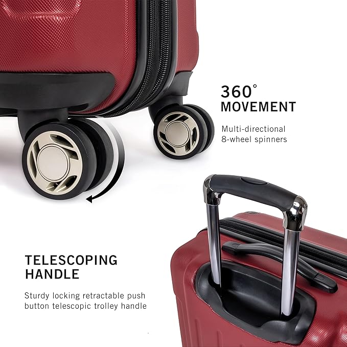 Kenneth Cole REACTION Renegade Luggage Expandable 8-Wheel Spinner Lightweight Hardside Suitcase, Scarlet Red, 28-Inch Checked