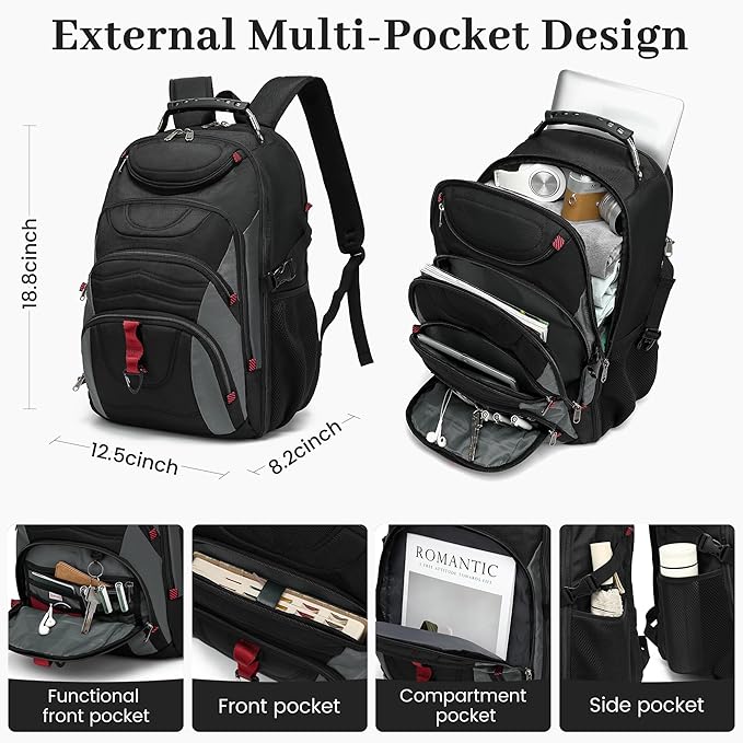 Boavan Vacuum Seal Backpack for Travel with Pump, 55L Large Bag with Zipper‑Off Detachable Vacuum Compression Bag Waterproof Carry On Large Travel Bag for Airline，Bags and Backpack Used Independently