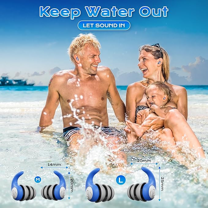 Waterproof Swimming Ear Plugs for Kids - 3 Pairs of Reusable Soft Silicone Swim Earplugs,Ear Protection for Children (4-12 Years Old) - Ideal for Surfing, Diving, Pool, Showering, and Water Sports