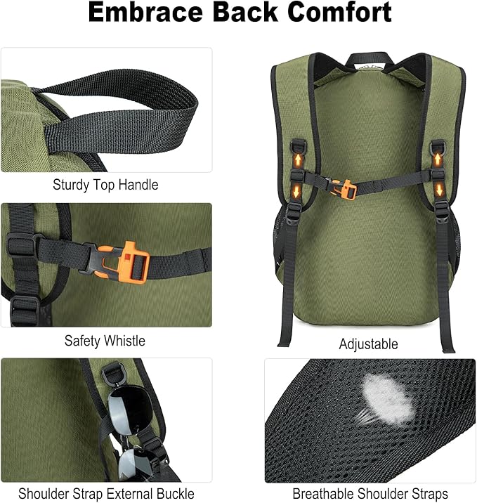 Nerlion Lightweight Foldable 35L Hiking Backpack Travel Backpack for Men Women Camping Waterproof Outdoor Hiking Daypack Backpack Green