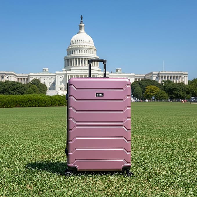 InUSA TREND Luggage with Spinner Wheels | Durable lightweight Hardside Suitcase, Travel Bag with Handle and Trolley | 32-inch Extra-Large Checked luggage | Rose Gold