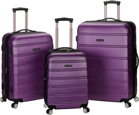 Rockland Melbourne Hardside Expandable Spinner Wheel Luggage, Purple, 3-Piece Set (20/24/28)