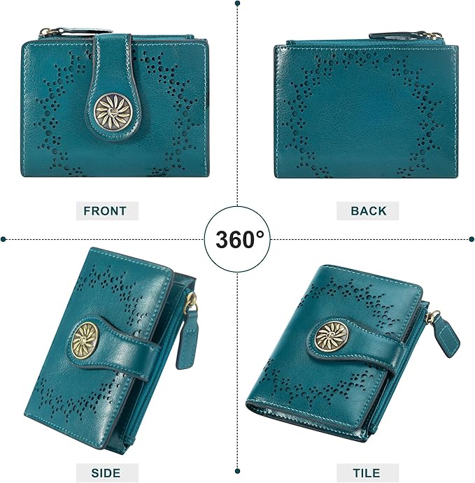 Tipmile Small Wallet for Women Bifold RFID Blocking Card Holder Leather Wallets with Zipper Coin Pocket
