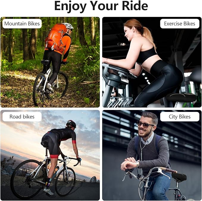 Bike Seat Cushion Gel Padded Bike Seat Cover Extra Soft Comfy for Men Women Comfort,with Peloton Stationary, Exercise, Mountain Bikes, Road & Electric