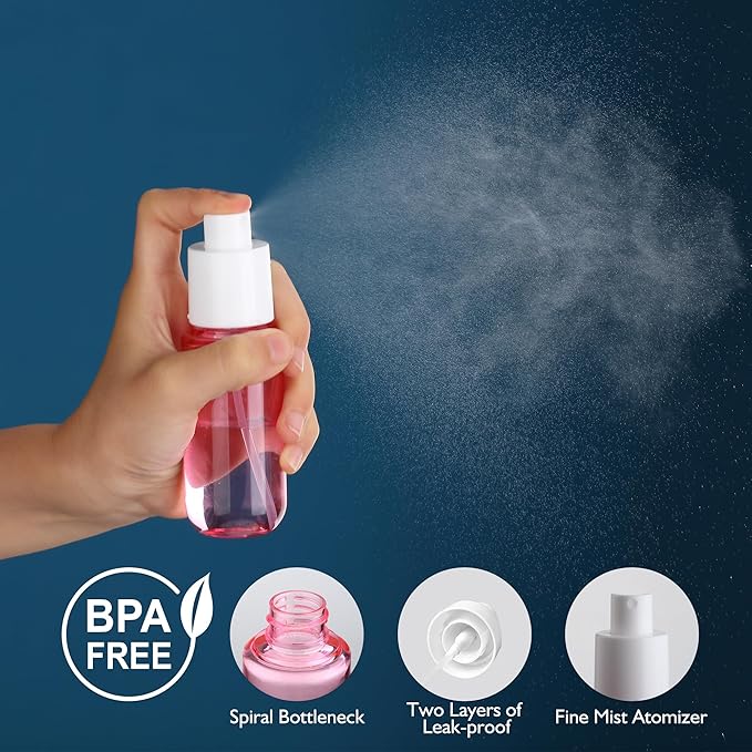 Small Spray Bottle Travel Size 4 Pack1.35oz/40ml Fine Mist Empty Mini Spray Bottles Refillable Plastic Travel Bottle Set for Traveling and Outgoing