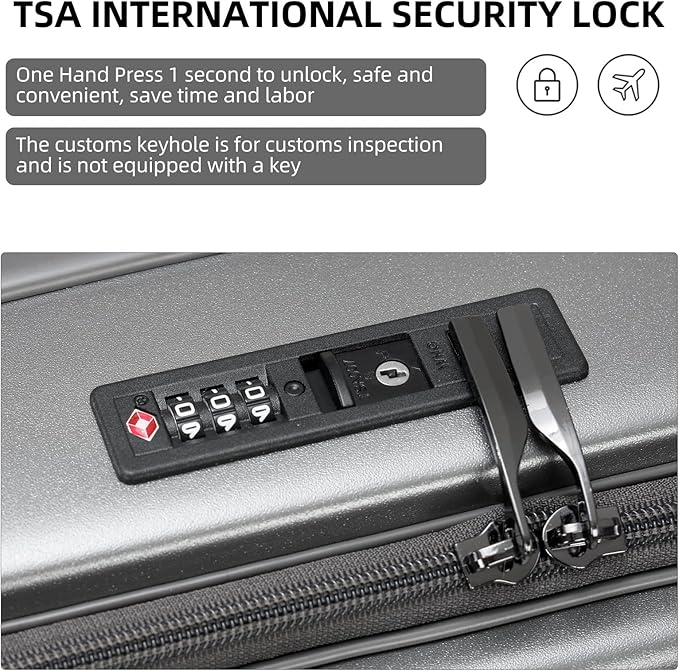 Premium Carry On Luggage, 20Inch&29 Inch Top Opening Airline Approved ABS+PC Hard Shell Suitcases with Silent Wheels, TSA Lock,Front Pocket and Wet-dry Separated Six-piece Set