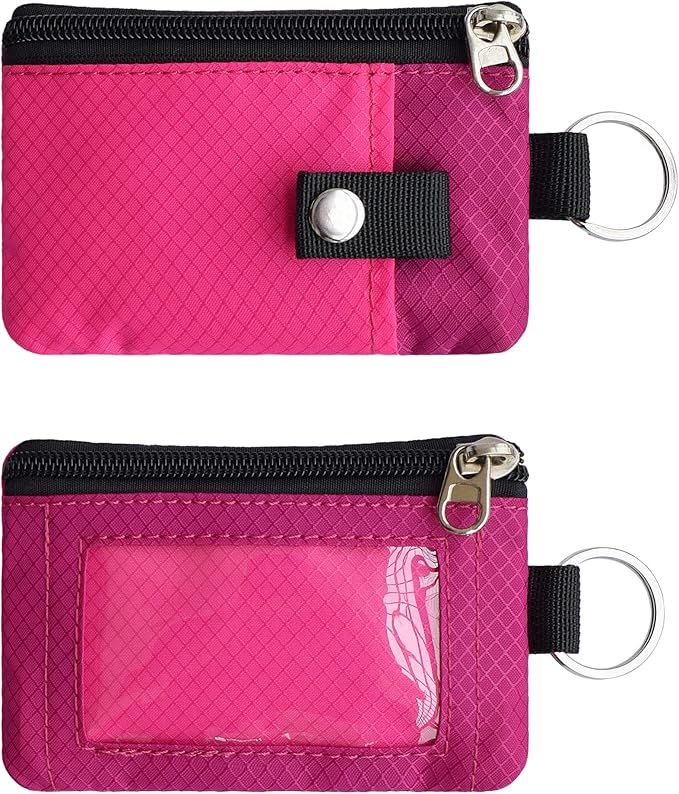 CHENSPRX Minimalist RFID Blocking Small Wallet with ID Window,WaterResistant Zip Id Case Wallet with Lanyard Keychain for Cards,Cash,Travel,Women,Men