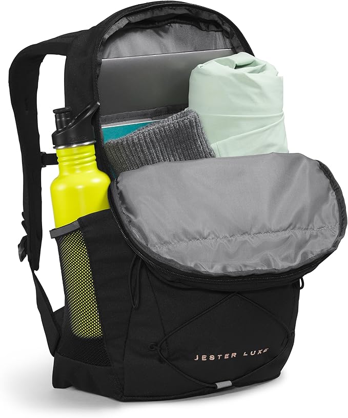 THE NORTH FACE Women's Jester Luxe Everyday Laptop Backpack, TNF Black/Burnt Coral Metallic, One Size