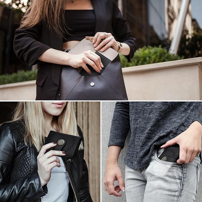 Tipmile Small Wallet for Women Bifold RFID Blocking Card Holder Leather Wallets with Zipper Coin Pocket