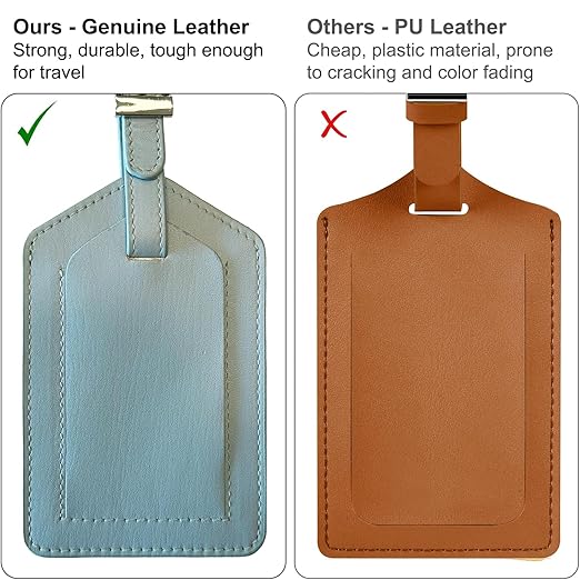 Chambray Genuine Top Grain Leather Luggage Tag