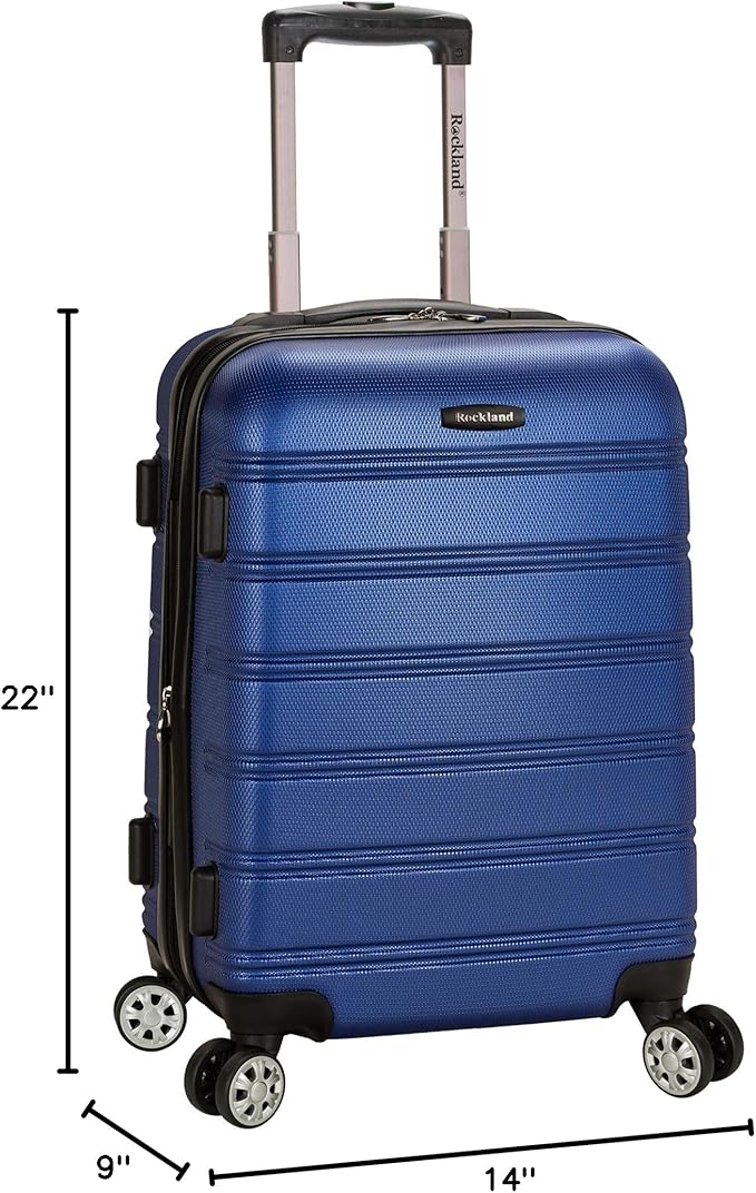 Rockland Melbourne Hardside Expandable Spinner Wheel Luggage, Blue, 3-Piece Set (20/24/28)