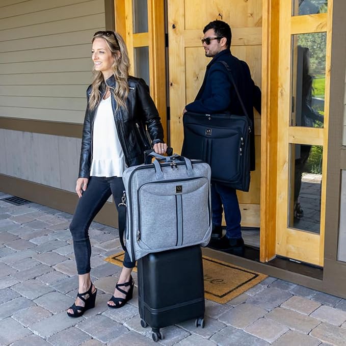 ZEGUR Premium Suit Garment Bag Carry On - Hangs 4 Suits - Travel & Business with Shoulder Strap and Laptop Compartment