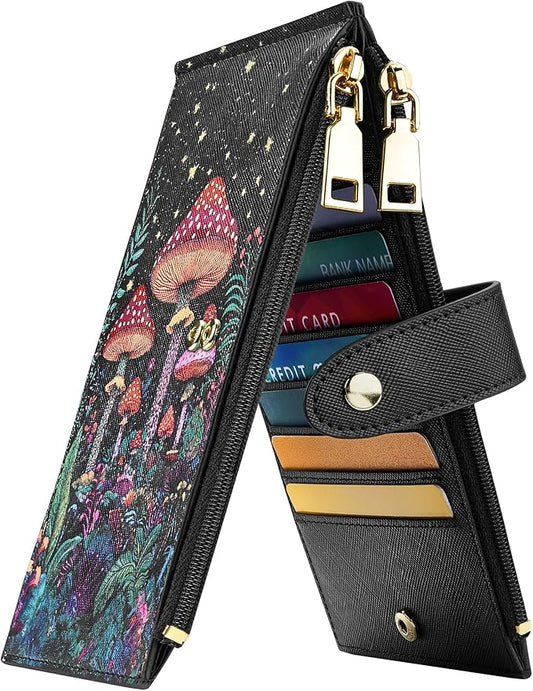 Travelambo RFID Wallet Women Large Size Bifold Multi Card Wallet Case with Zipper Pocke Credit Card Holder for Women